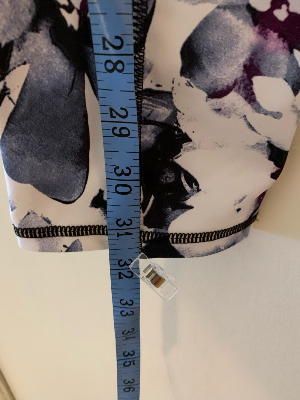 Women’s Floral Print Active Capri Leggings with pocket - White, Black & Purple - Picture 2 of 4